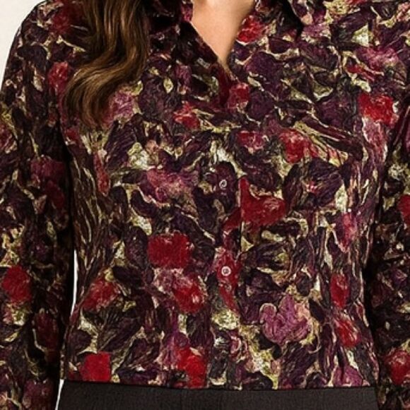 Christopher & Banks floral button down shirt Small - Picture 2 of 6